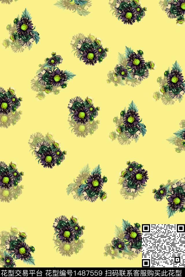 花卉小碎花野菊数码印花华亿平台下载（图片编号: 1487559） - 瓦栏（Walan）