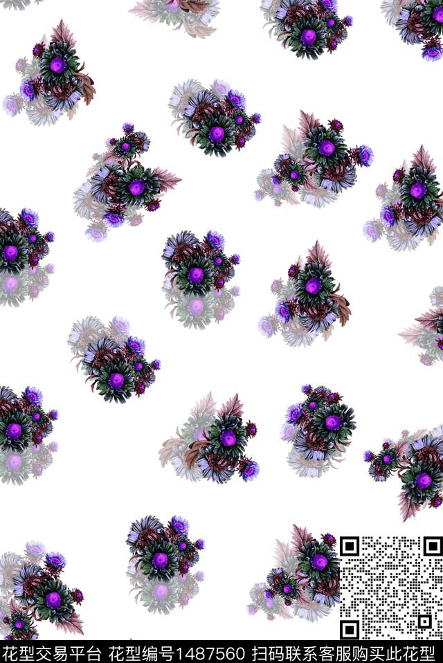 花卉小碎花野菊数码印花华亿平台下载（图片编号: 1487560） - 瓦栏（Walan）