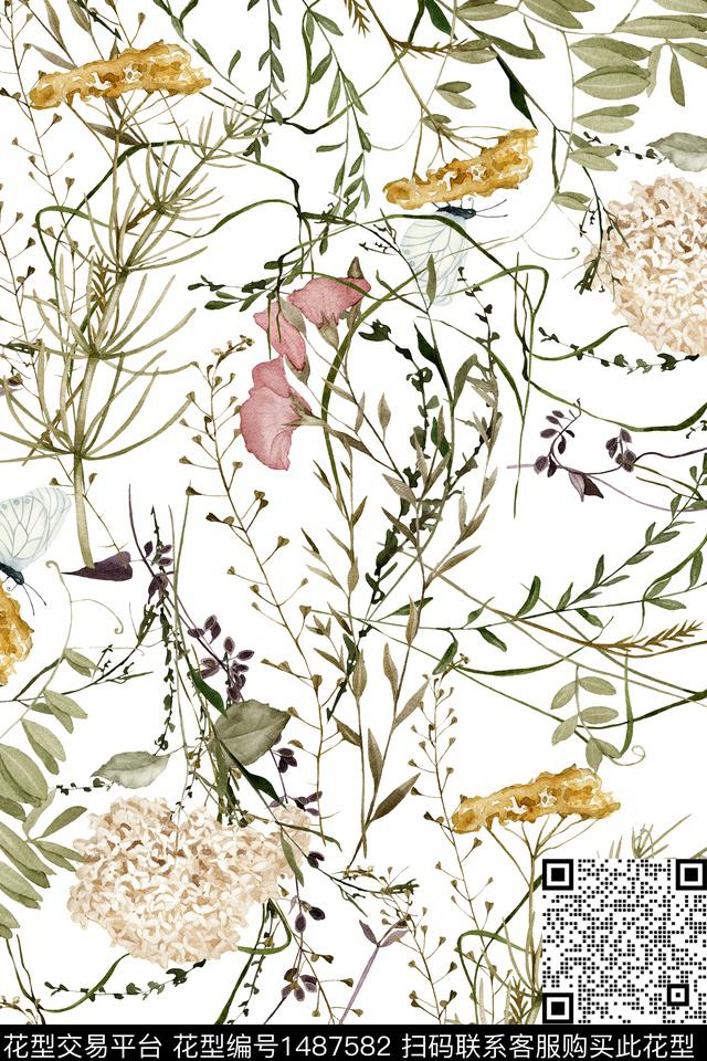 花卉大牌风年轻女性数码印花华亿平台下载（图片编号: 1487582） - 瓦栏（Walan）