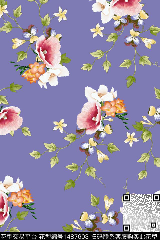 绿植树叶花卉大牌风传统印花华亿平台下载（图片编号: 1487603） - 瓦栏（Walan）