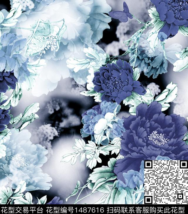 荷花香云纱旗袍数码印花华亿平台下载（图片编号: 1487616） - 瓦栏（Walan）