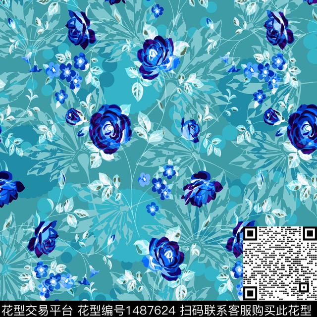 数码华亿平台绿植树叶花卉数码印花华亿平台下载（图片编号: 1487624） - 瓦栏（Walan）