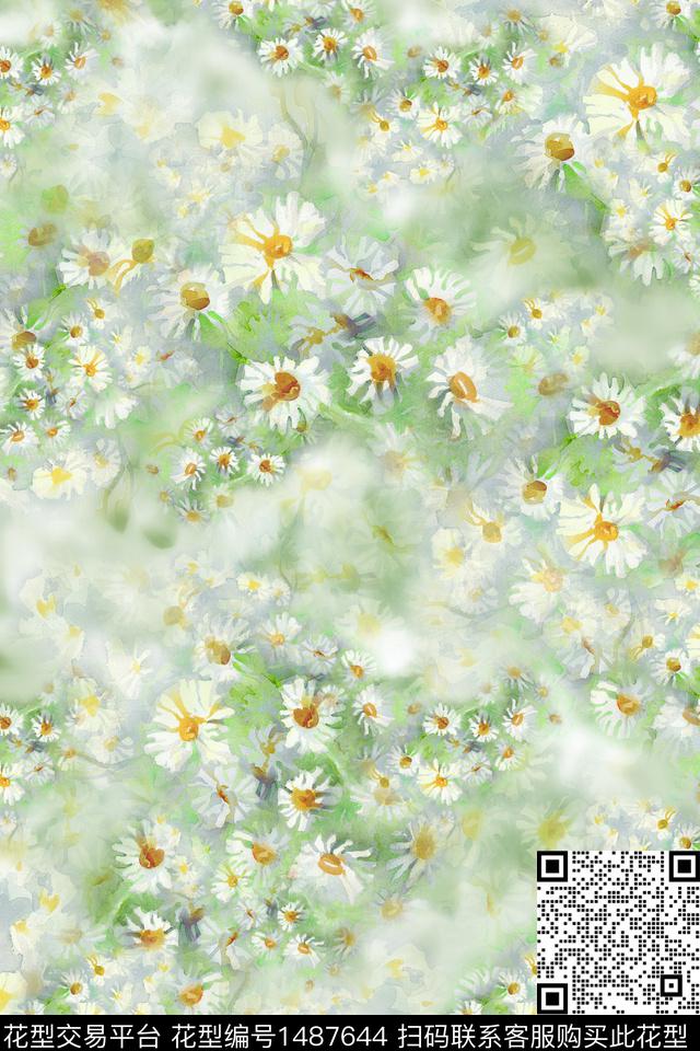 水彩肌理香云纱数码印花华亿平台下载（图片编号: 1487644） - 瓦栏（Walan）