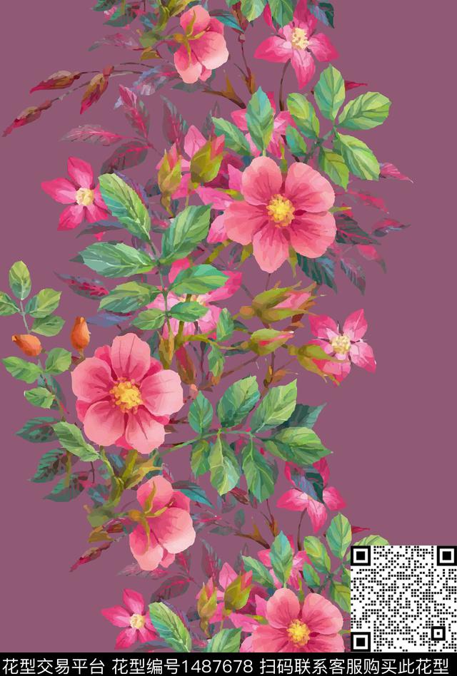 绿植树叶民族风花卉数码印花华亿平台下载（图片编号: 1487678） - 瓦栏（Walan）