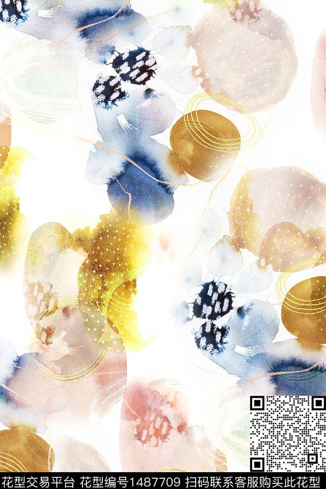抽象小清新真丝数码印花华亿平台下载（图片编号: 1487709） - 瓦栏（Walan）