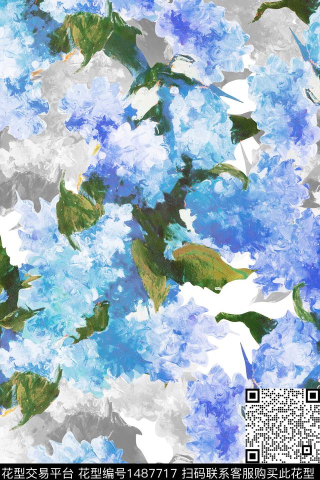 肌理抽象花卉花卉数码印花华亿平台下载（图片编号: 1487717） - 瓦栏（Walan）