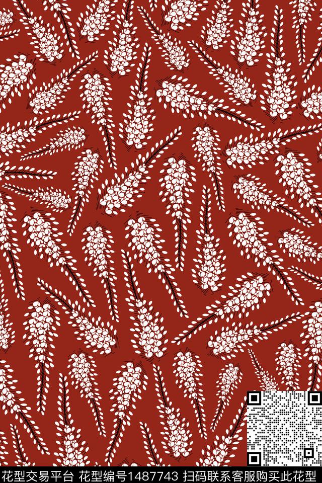 花卉大牌风抽象传统印花华亿平台下载（图片编号: 1487743） - 瓦栏（Walan）