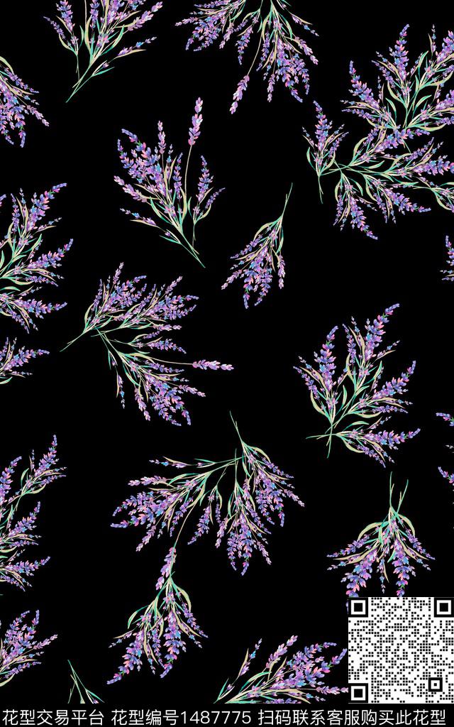 植物小碎花网布花卉小清新树枝花卉数码印花华亿平台下载（图片编号: 1487775） - 瓦栏（Walan）