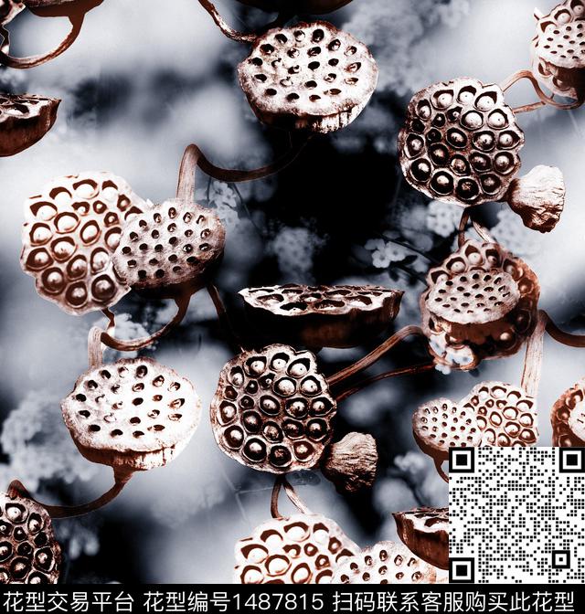 水墨风香云纱旗袍数码印花华亿平台下载（图片编号: 1487815） - 瓦栏（Walan）