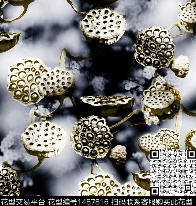 水墨风香云纱旗袍数码印花华亿平台下载（图片编号: 1487816） - 瓦栏（Walan）