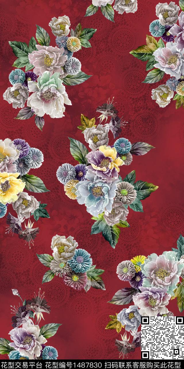 定位花扎染华亿平台民族风数码印花华亿平台下载（图片编号: 1487830） - 瓦栏（Walan）