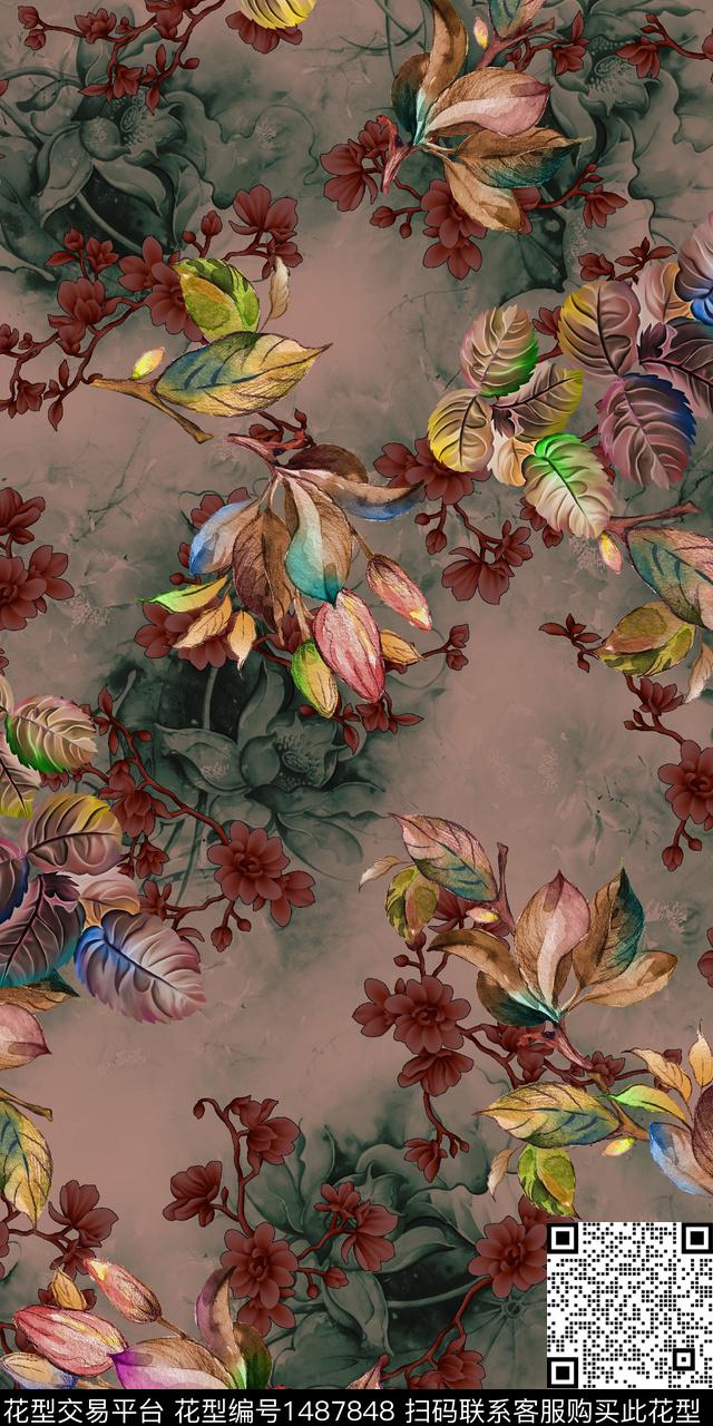 定位花扎染华亿平台民族风数码印花华亿平台下载（图片编号: 1487848） - 瓦栏（Walan）