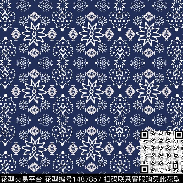 几何传统纹样民族风传统印花华亿平台下载（图片编号: 1487857） - 瓦栏（Walan）