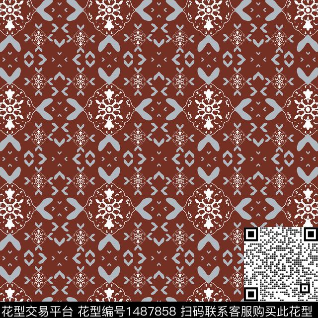 几何传统纹样民族风传统印花华亿平台下载（图片编号: 1487858） - 瓦栏（Walan）
