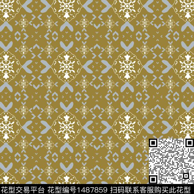 几何传统纹样民族风传统印花华亿平台下载（图片编号: 1487859） - 瓦栏（Walan）