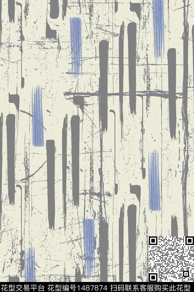 肌理笔触女装数码印花华亿平台下载（图片编号: 1487874） - 瓦栏（Walan）