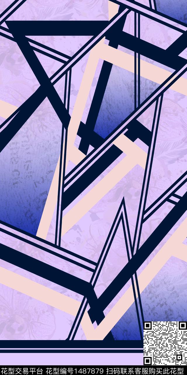 几何女装纹理数码印花华亿平台下载（图片编号: 1487879） - 瓦栏（Walan）