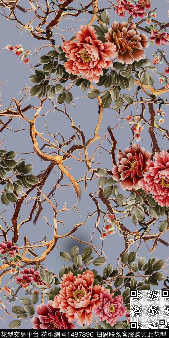 定位花扎染华亿平台民族风数码印花华亿平台下载（图片编号: 1487896） - 瓦栏（Walan）