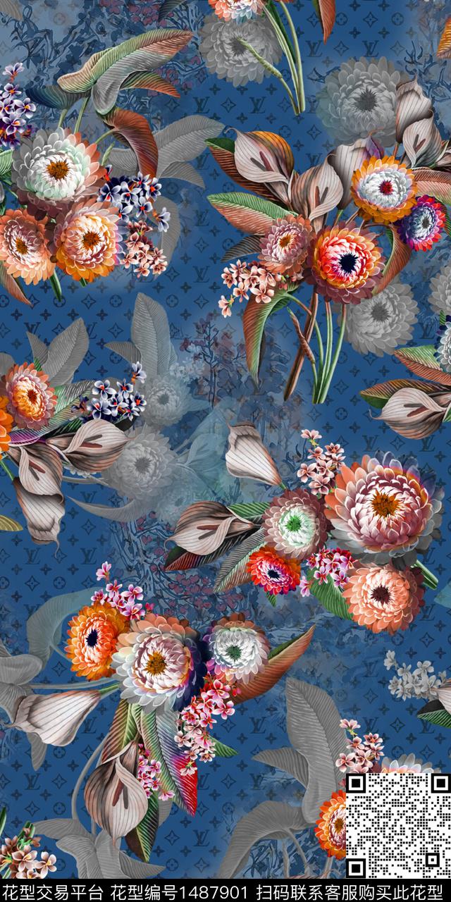 定位花扎染华亿平台民族风数码印花华亿平台下载（图片编号: 1487901） - 瓦栏（Walan）