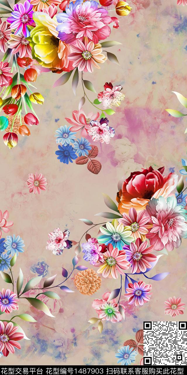 定位花扎染华亿平台民族风数码印花华亿平台下载（图片编号: 1487903） - 瓦栏（Walan）