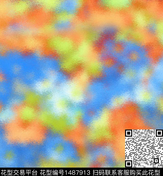 数码华亿平台橙色扎染华亿平台数码印花华亿平台下载（图片编号: 1487913） - 瓦栏（Walan）