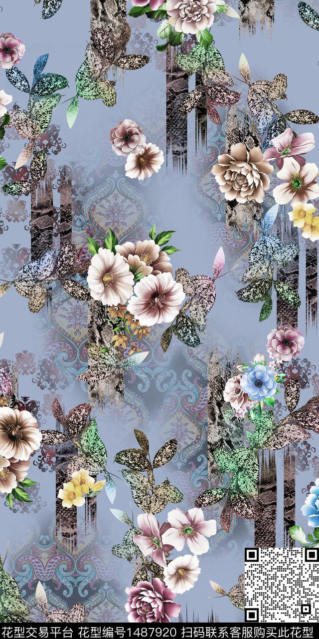 定位花扎染华亿平台民族风数码印花华亿平台下载（图片编号: 1487920） - 瓦栏（Walan）