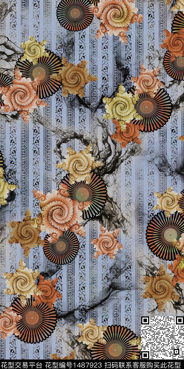 定位花扎染华亿平台民族风数码印花华亿平台下载（图片编号: 1487923） - 瓦栏（Walan）
