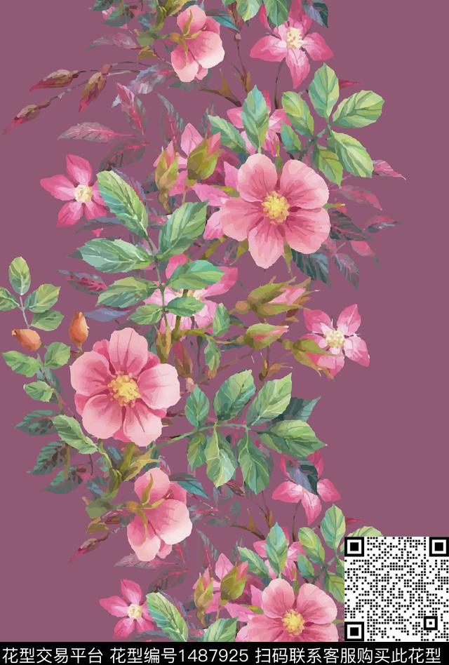 绿植树叶民族风花卉数码印花华亿平台下载（图片编号: 1487925） - 瓦栏（Walan）