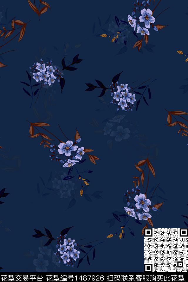 花卉大牌风中国风数码印花华亿平台下载（图片编号: 1487926） - 瓦栏（Walan）