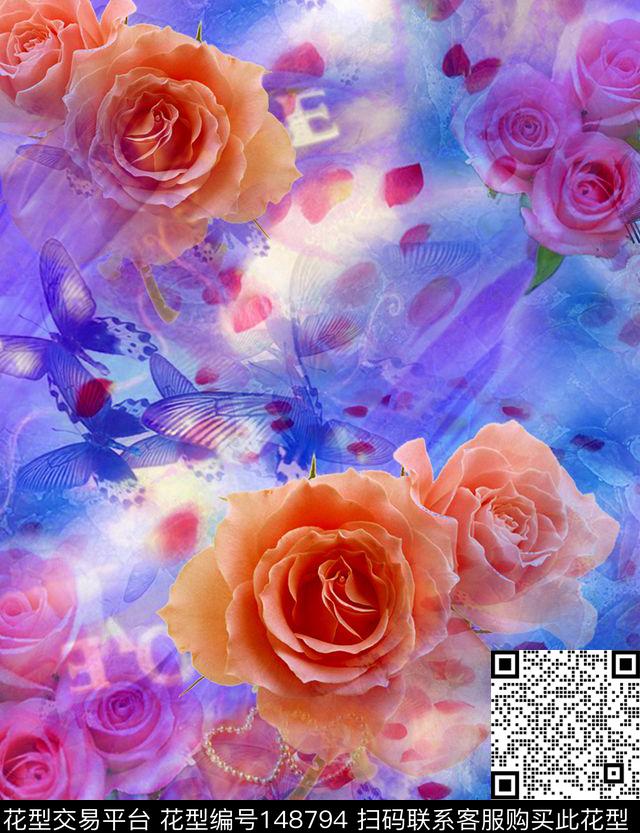 花卉数码印花华亿平台下载（图片编号: 148794） - 瓦栏（Walan）
