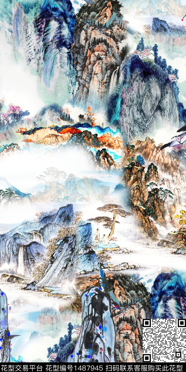 扎染华亿平台民族风花卉数码印花华亿平台下载（图片编号: 1487945） - 瓦栏（Walan）