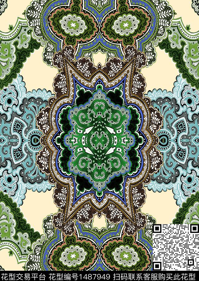 定位花扎染华亿平台民族风数码印花华亿平台下载（图片编号: 1487949） - 瓦栏（Walan）