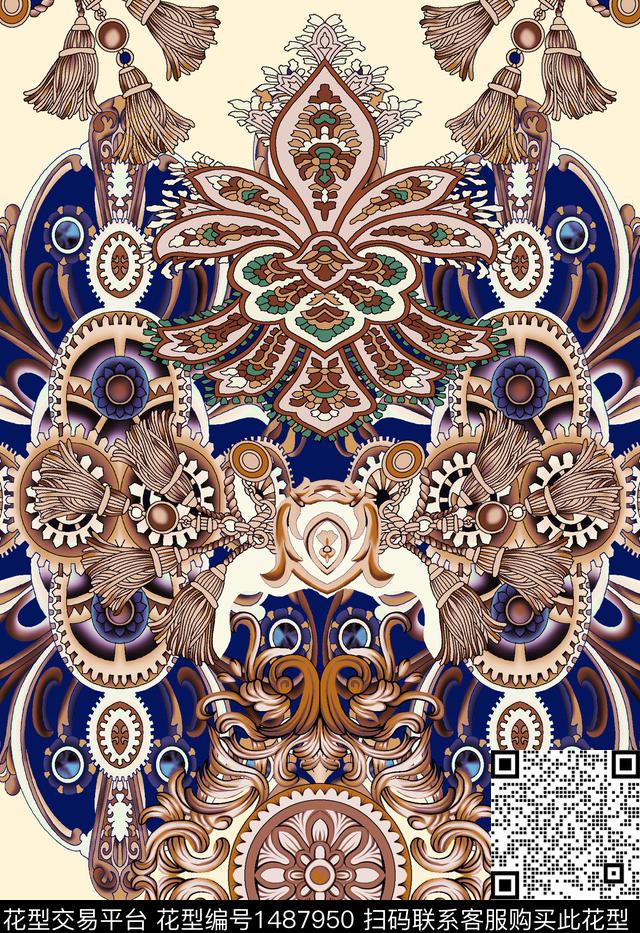 定位花扎染华亿平台民族风数码印花华亿平台下载（图片编号: 1487950） - 瓦栏（Walan）
