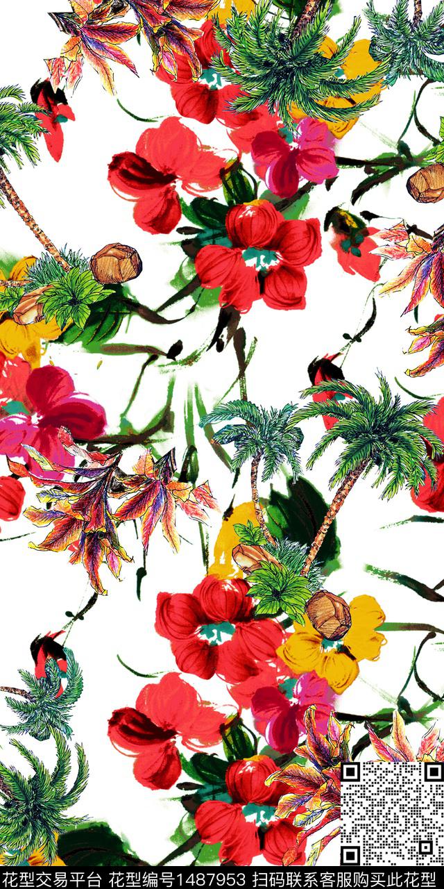 定位花扎染华亿平台民族风数码印花华亿平台下载（图片编号: 1487953） - 瓦栏（Walan）