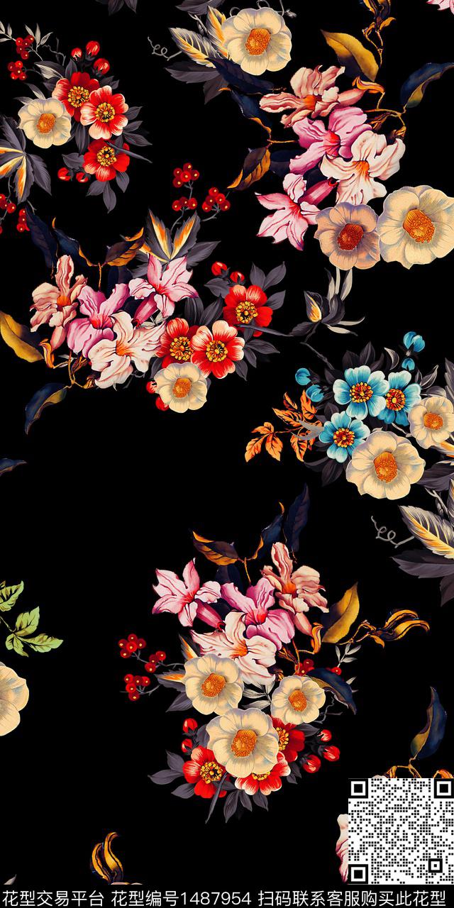 定位花扎染华亿平台民族风数码印花华亿平台下载（图片编号: 1487954） - 瓦栏（Walan）