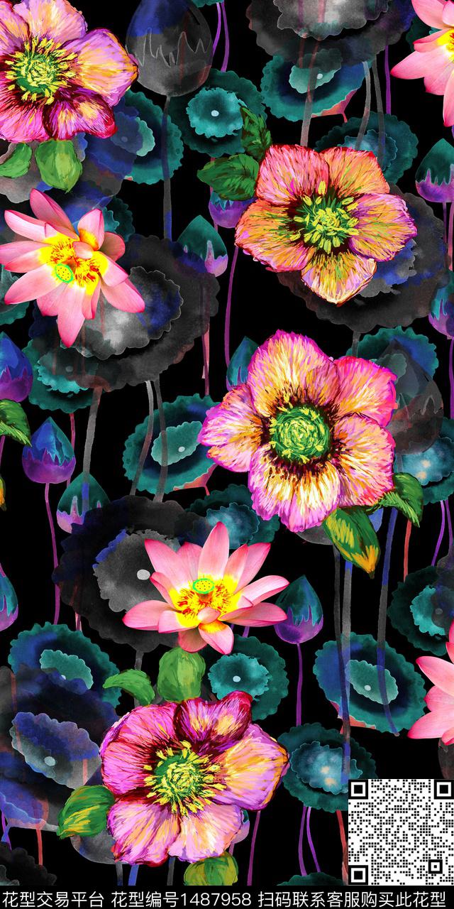 定位花扎染华亿平台民族风数码印花华亿平台下载（图片编号: 1487958） - 瓦栏（Walan）