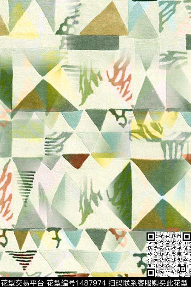 水彩肌理抽象花卉数码印花华亿平台下载（图片编号: 1487974） - 瓦栏（Walan）