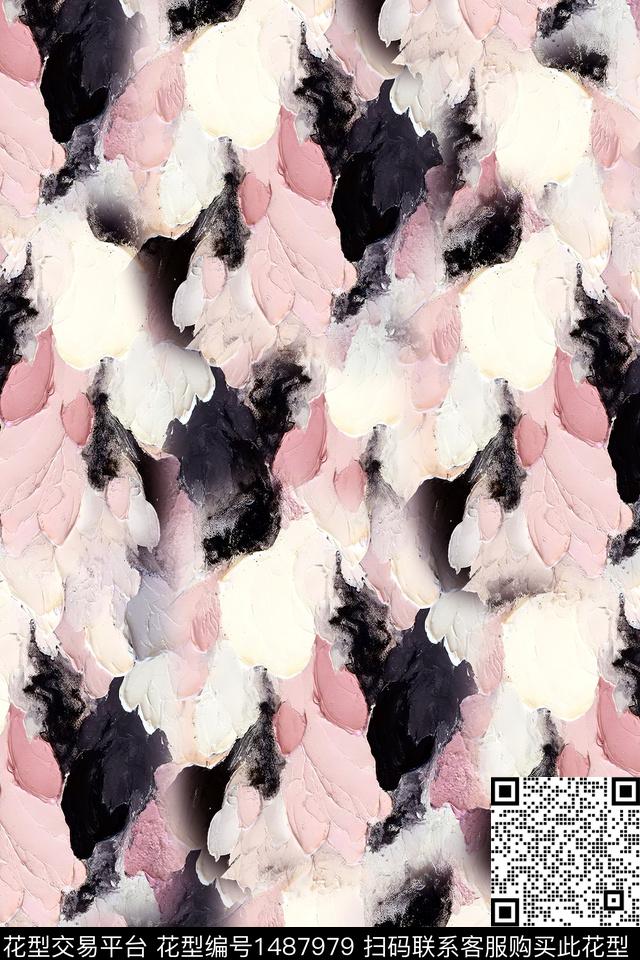 水彩肌理抽象花卉数码印花华亿平台下载（图片编号: 1487979） - 瓦栏（Walan）