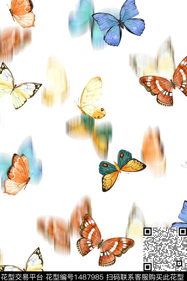 小清新真丝蝴蝶数码印花华亿平台下载（图片编号: 1487985） - 瓦栏（Walan）