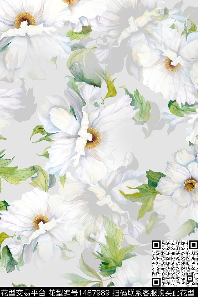 花卉大牌风小清新数码印花华亿平台下载（图片编号: 1487989） - 瓦栏（Walan）