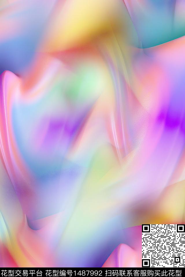 肌理扎染华亿平台大牌风数码印花华亿平台下载（图片编号: 1487992） - 瓦栏（Walan）