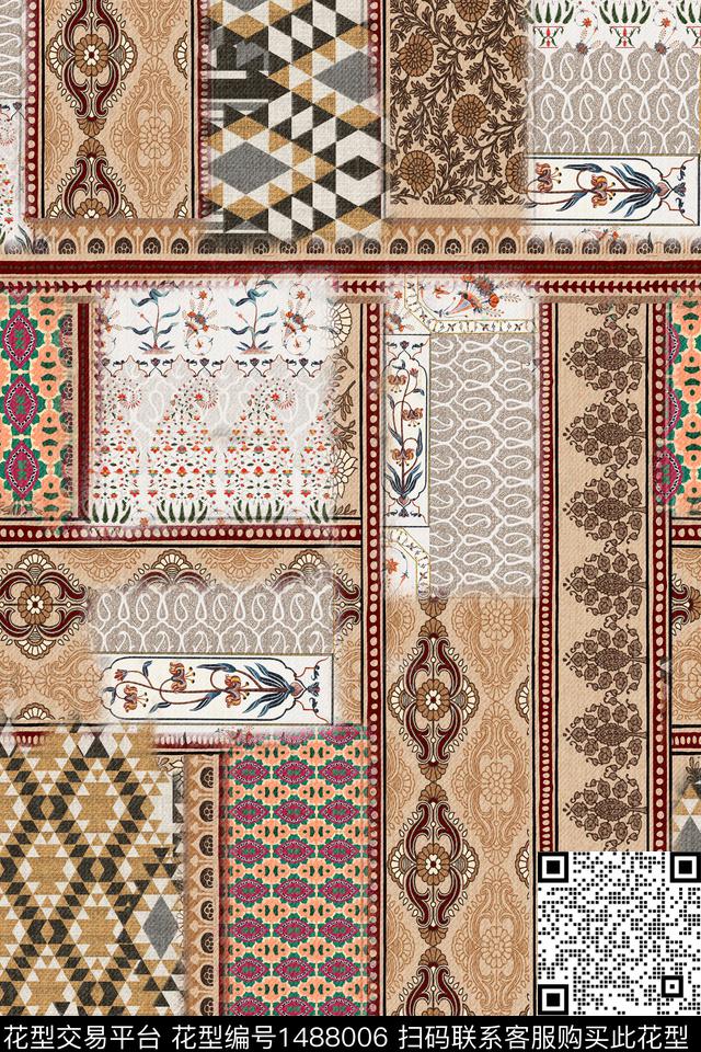 民族风香云纱真丝数码印花华亿平台下载（图片编号: 1488006） - 瓦栏（Walan）