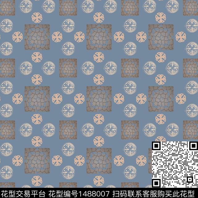 几何民族风传统花纹传统印花华亿平台下载（图片编号: 1488007） - 瓦栏（Walan）