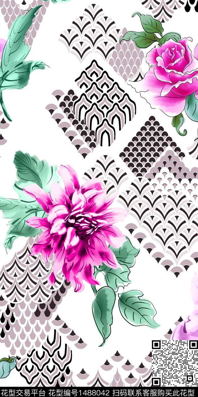 动物花卉几何民族风数码印花华亿平台下载（图片编号: 1488042） - 瓦栏（Walan）