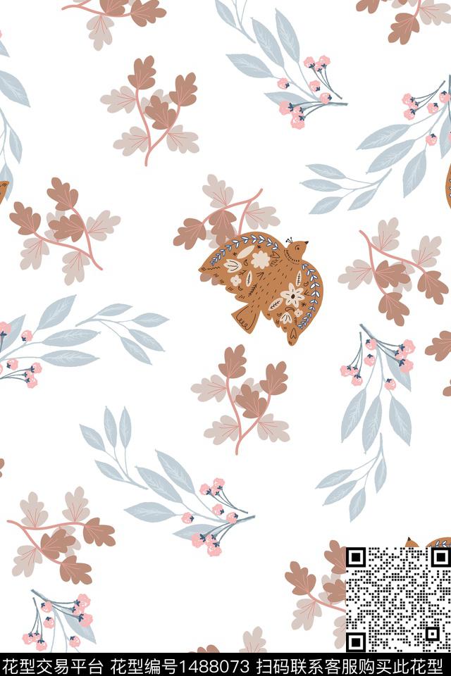 绿植树叶民族花卉小碎花传统印花华亿平台下载（图片编号: 1488073） - 瓦栏（Walan）