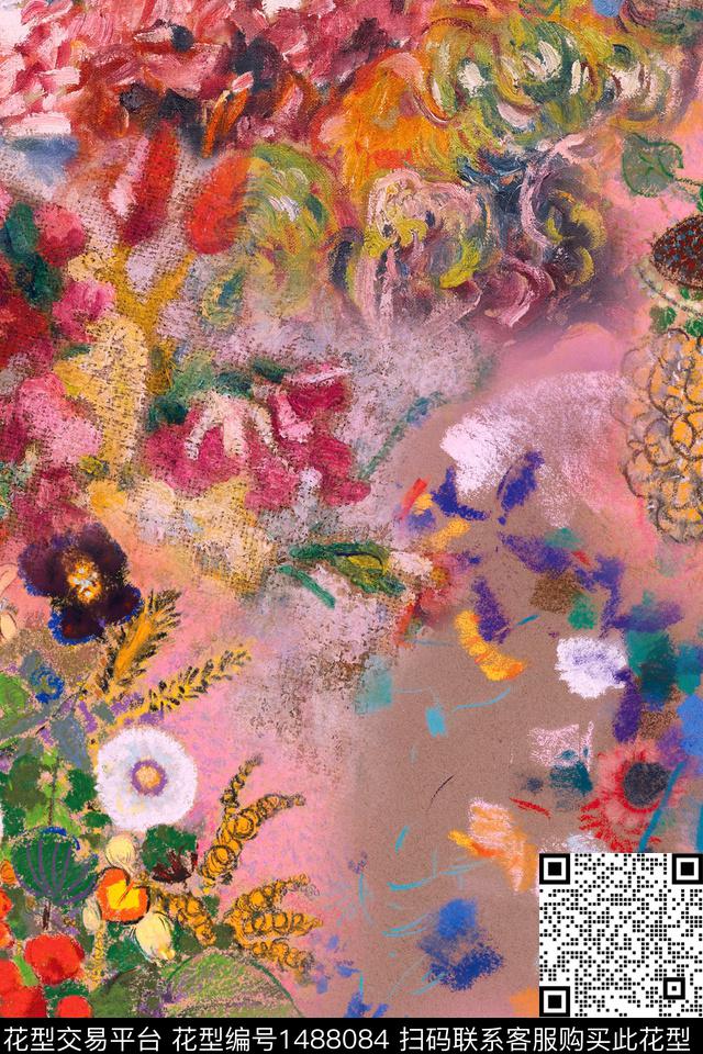 水彩花卉朦胧花卉数码印花华亿平台下载（图片编号: 1488084） - 瓦栏（Walan）