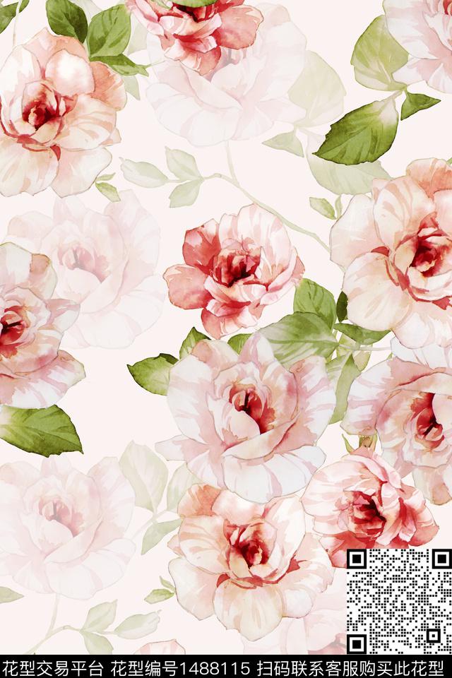 田园绿植树叶花卉数码印花华亿平台下载（图片编号: 1488115） - 瓦栏（Walan）