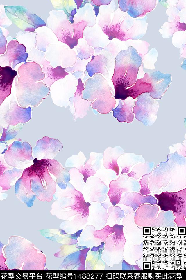 花卉大牌风小清新数码印花华亿平台下载（图片编号: 1488277） - 瓦栏（Walan）