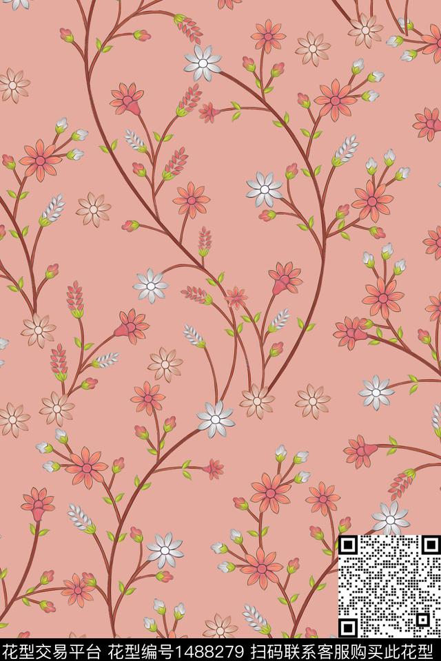 民族风花卉大牌风数码印花华亿平台下载（图片编号: 1488279） - 瓦栏（Walan）