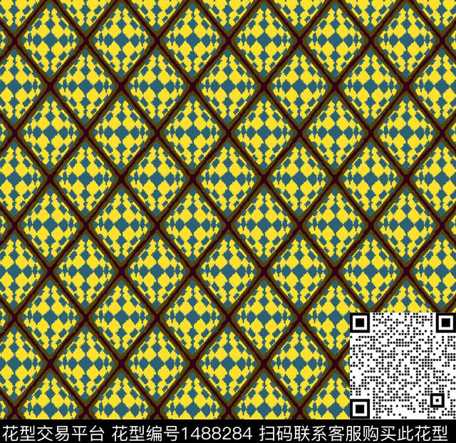 数码华亿平台几何格子数码印花华亿平台下载（图片编号: 1488284） - 瓦栏（Walan）